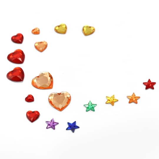 Pride Rainbow Heart & Star Gem Face Decals by Celebrate It™